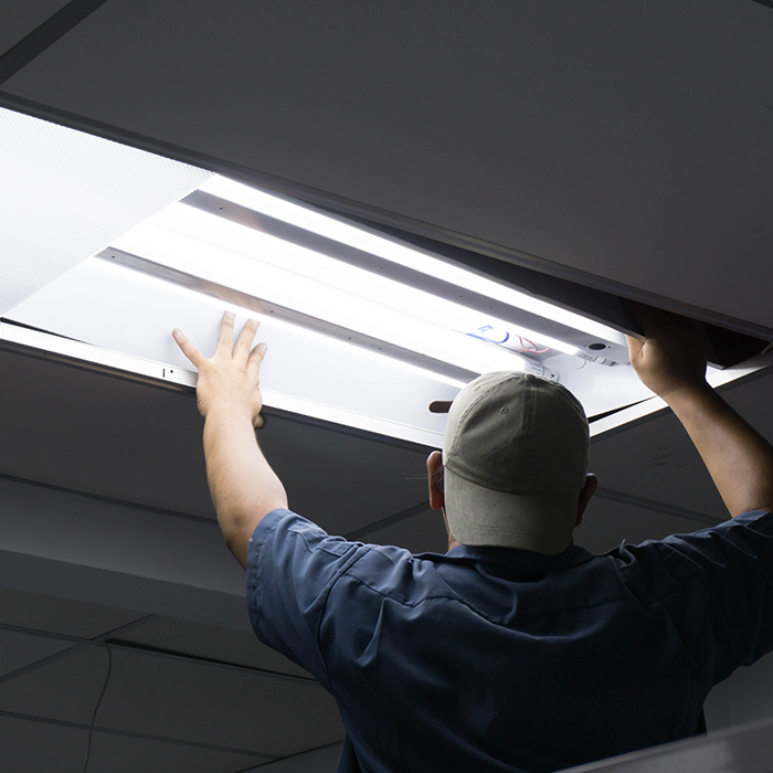 electrician-replacing-commercial-office-lighting-auburn-ca